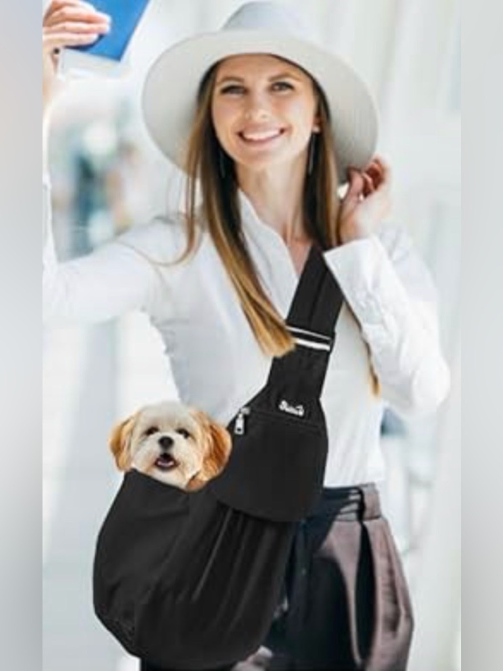 Black Pet Sling Carrier Bag for Dogs - Brand